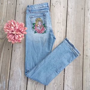 P&P Jeans Embroidered Embellished Fairy Princess Jeans Size 7/8 Boho Hippie